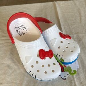 CROCS Hello Kitty Clogs Women’s 9 Red White Blue 50th Anniversary San Rio